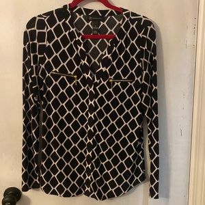 INC black and white blouse